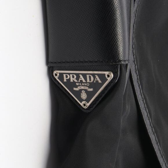 Prada Nylon Shoulder Bag, and Leather, Women's, Black, V158X - Picture 5 of 10